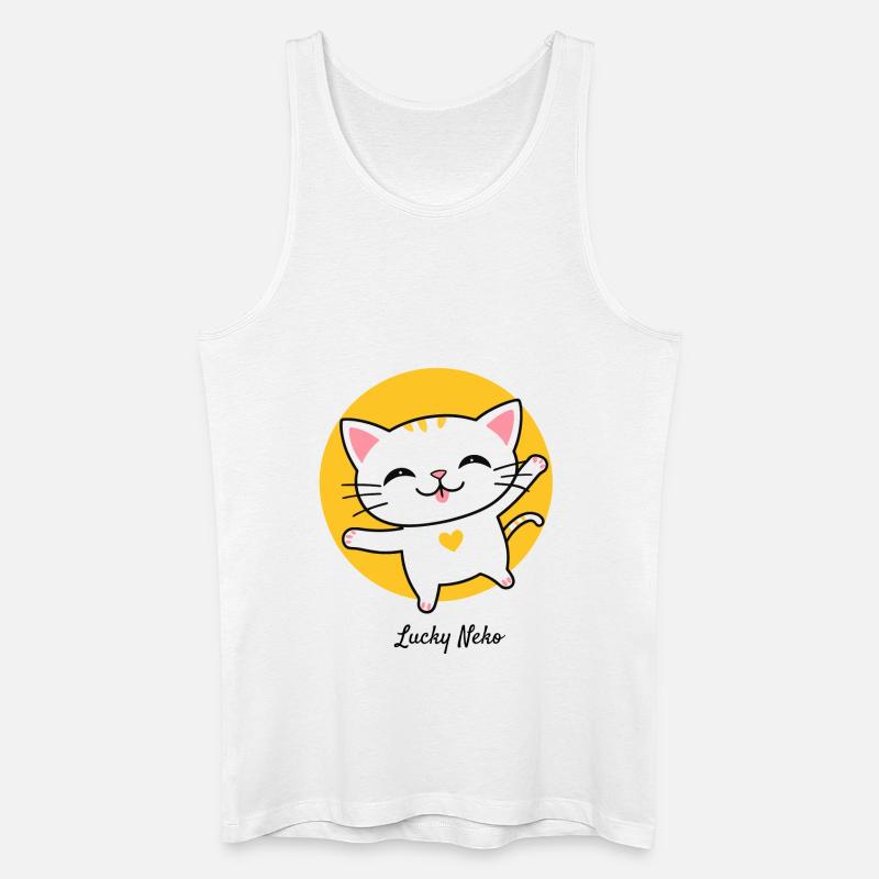 Lucky Neko - Männer Bio Tank Top - Weiß
