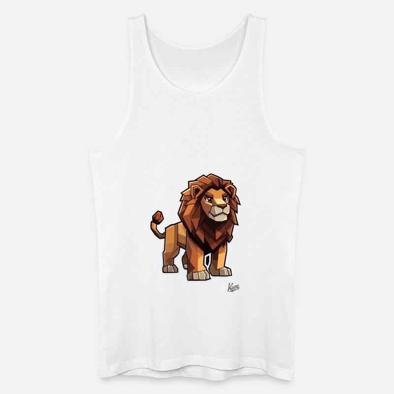 Starker Pixel-Löwe - Männer Bio Tank Top - Weiß
