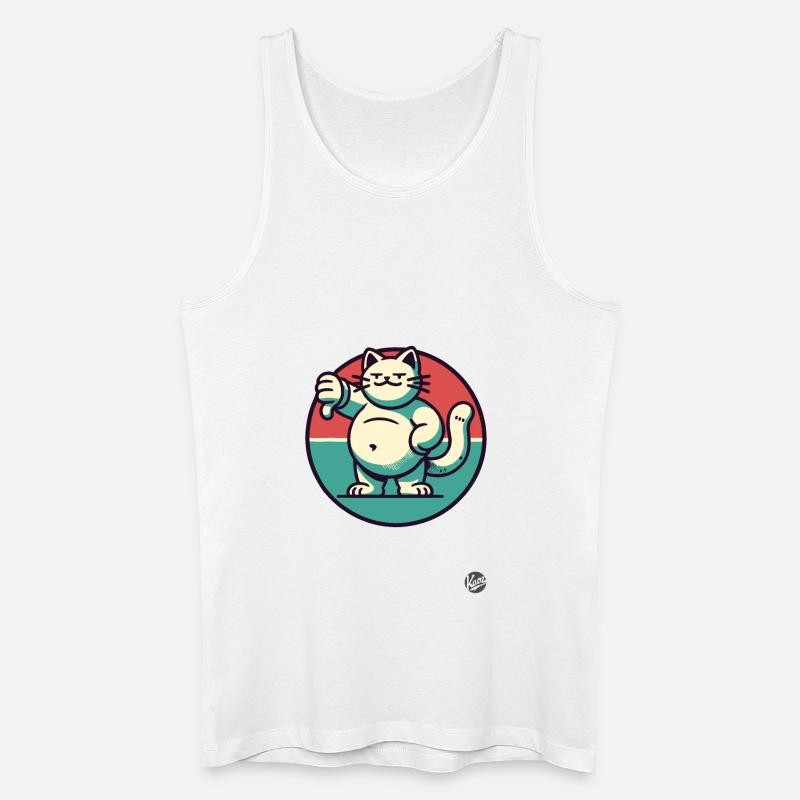Dicke Katze mit Daumen runter - Männer Bio Tank Top - Weiß