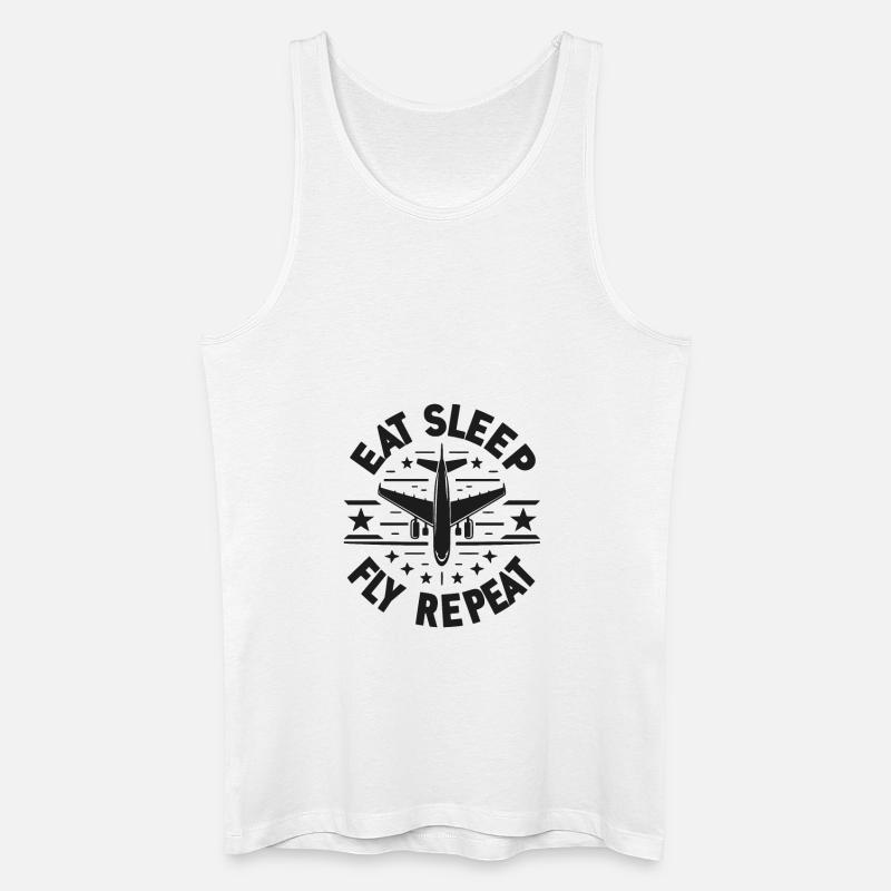 Eat Sleep Fly Repeat - Männer Bio Tank Top - Weiß