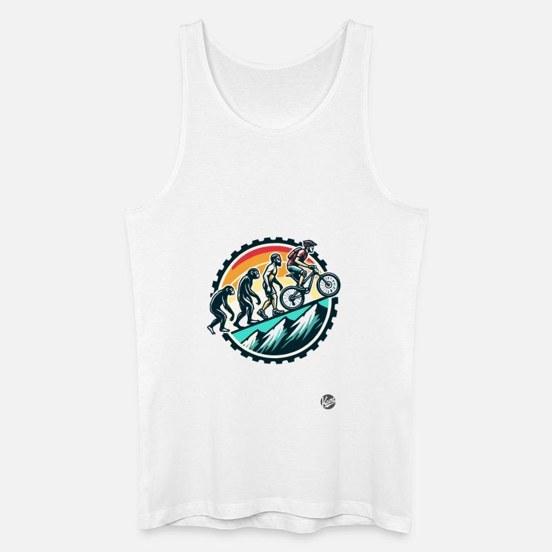 Evolution des Mountainbiker, Mountainbike - Männer Bio Tank Top - Weiß