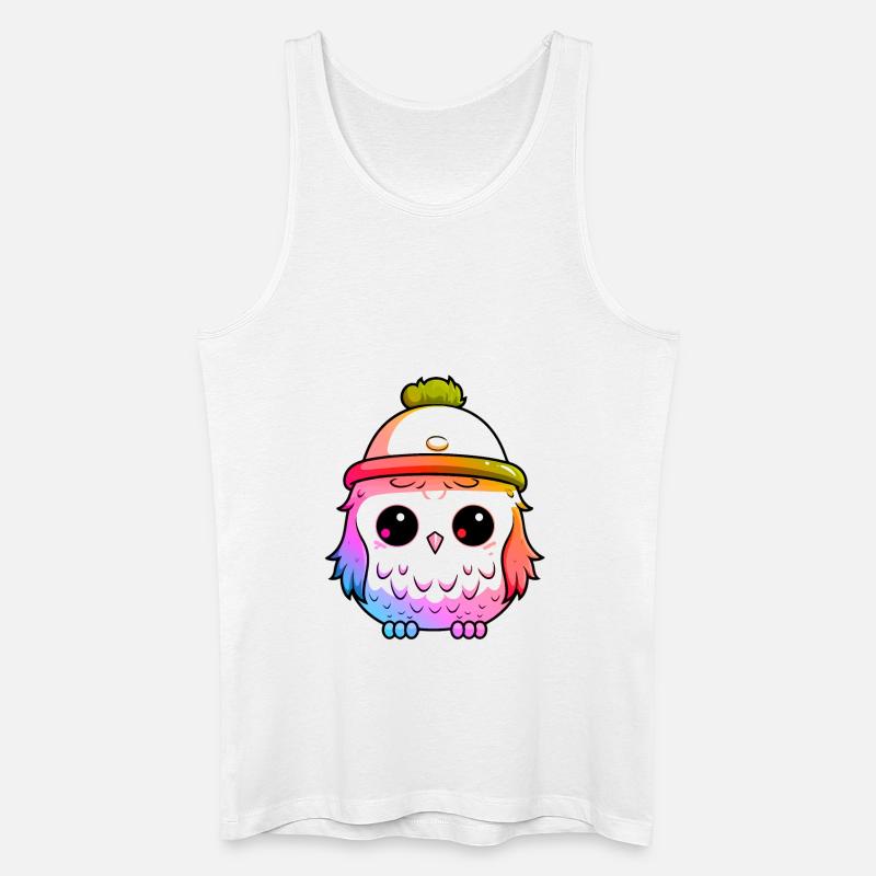 Eule Winter Tier Bunt Comic - Männer Bio Tank Top - Weiß