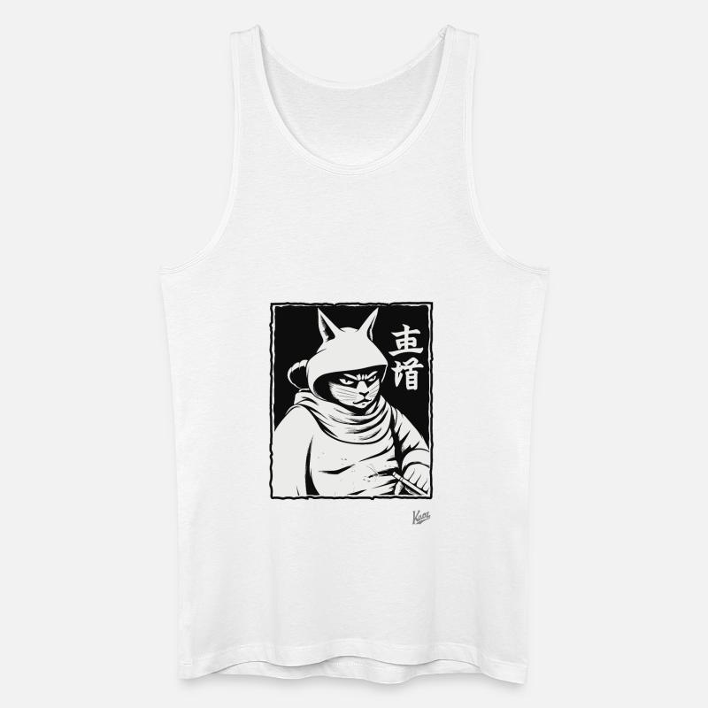 Samurai-Shogun-Katze - Männer Bio Tank Top - Weiß