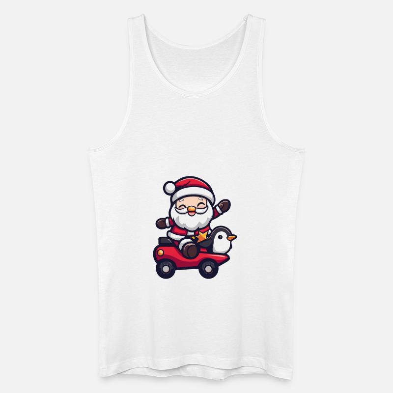 Pinguin Weihnachtsmann - Männer Bio Tank Top - Weiß