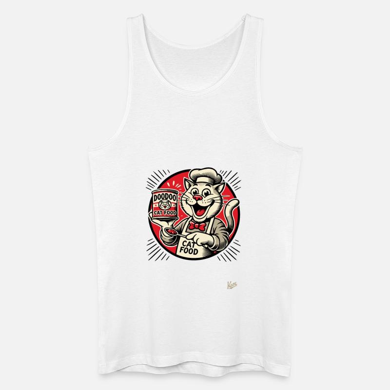 lecker DooDoo Katzenfutter mit Koch-Katze - Männer Bio Tank Top - Weiß