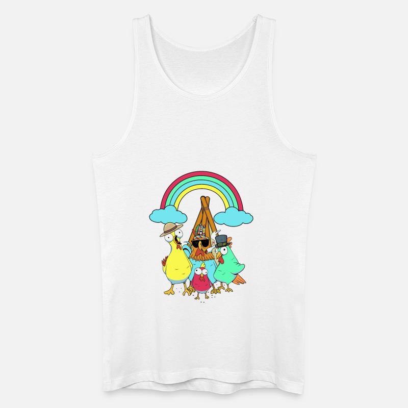 Hippie Tipi Kyllinger Hippies Kylling - Økologisk singlet for menn - hvit