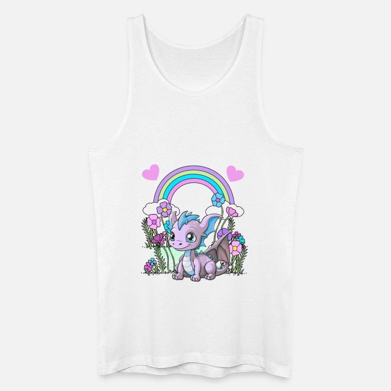 Drache Drachen Kinder Kind Regenbogen - Männer Bio Tank Top - Weiß