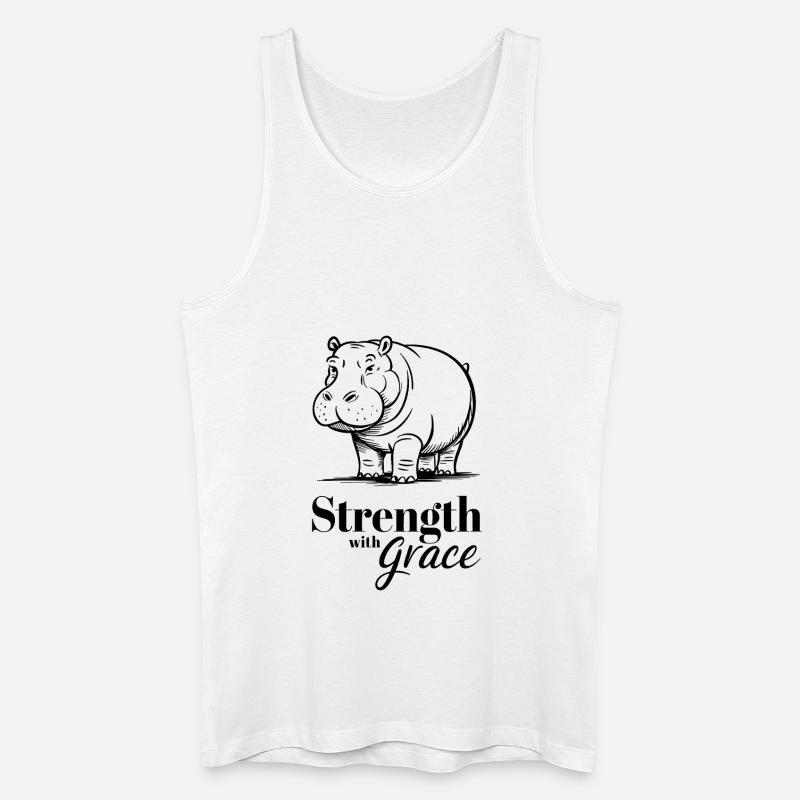 Kraft Mit Anmut Nilpferd Illustration - Männer Bio Tank Top - Weiß