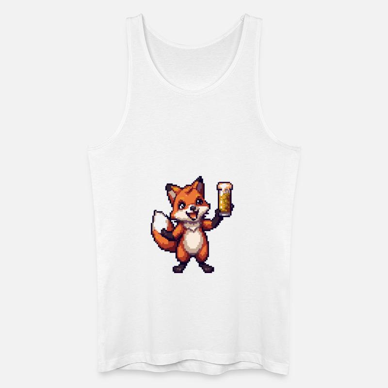 Fuchs Pixel Bier - Männer Bio Tank Top - Weiß