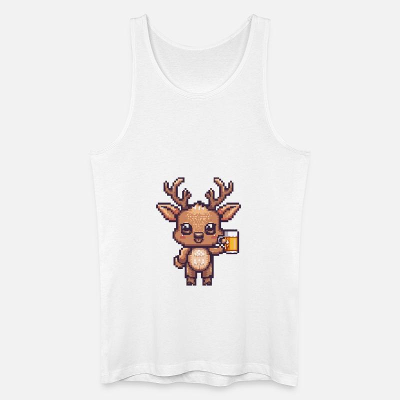 Hirsch Pixel Bier - Männer Bio Tank Top - Weiß