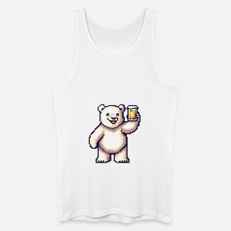 Eisbär Pixel Bier - Männer Bio Tank Top - Weiß