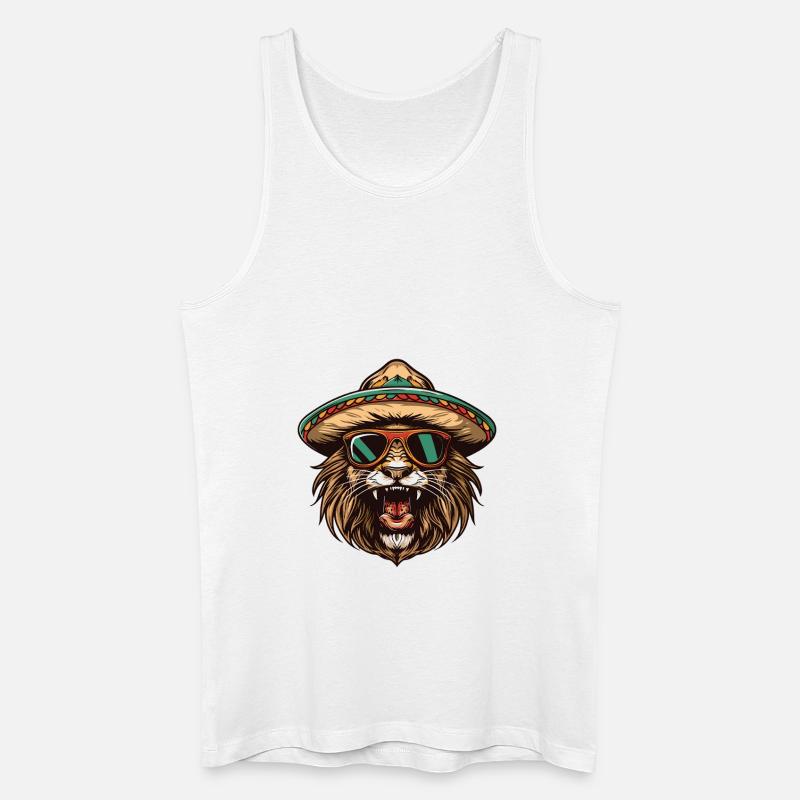 Löwe Comic Lustig Sombrero - Männer Bio Tank Top - Weiß