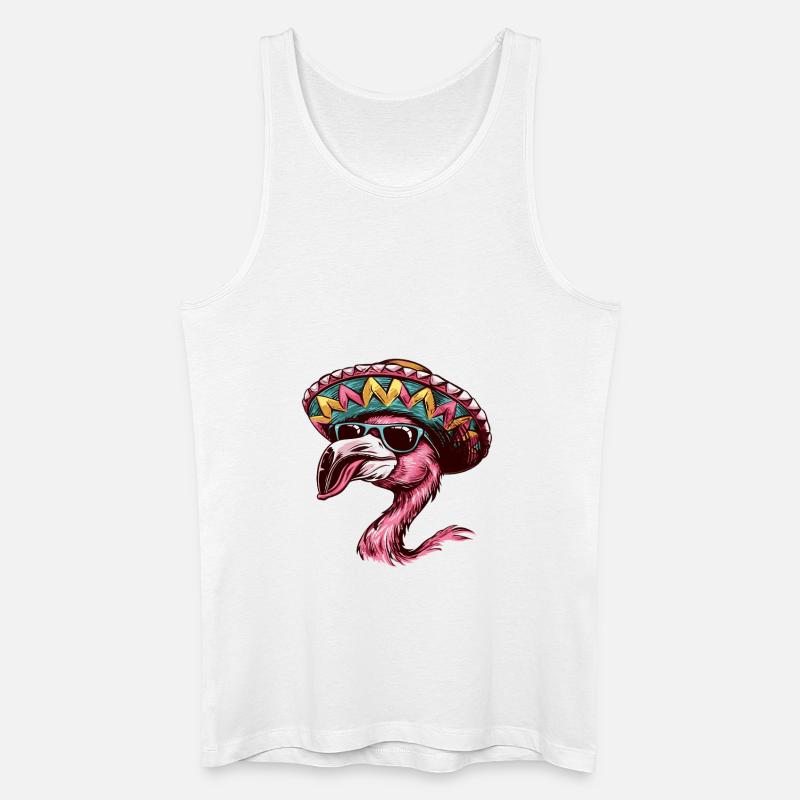 Flamingo Comic Lustig Sombrero - Männer Bio Tank Top - Weiß