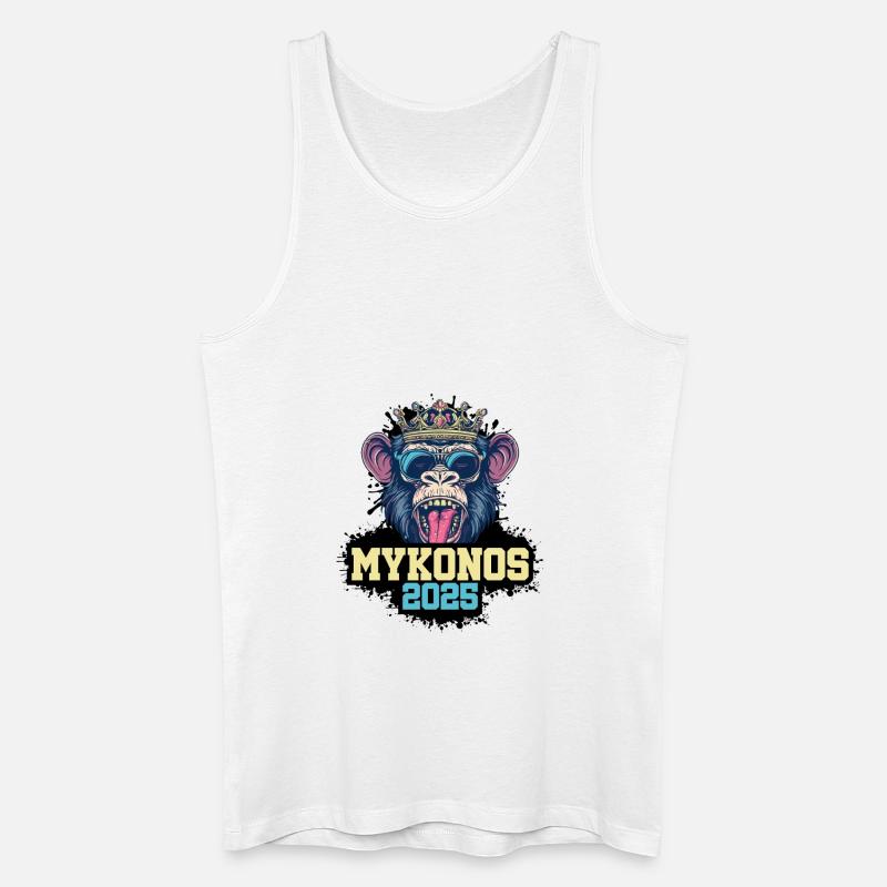 Mykonos 2025 Affe - Männer Bio Tank Top - Weiß