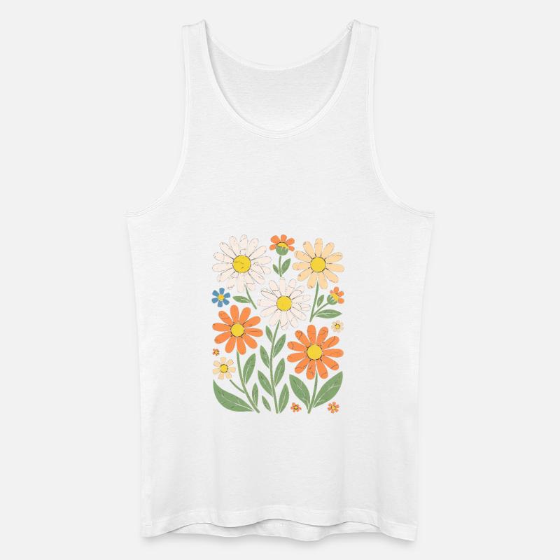 Boho Retro Daisy Pattern Retro - Men’s Organic Tank Top - white