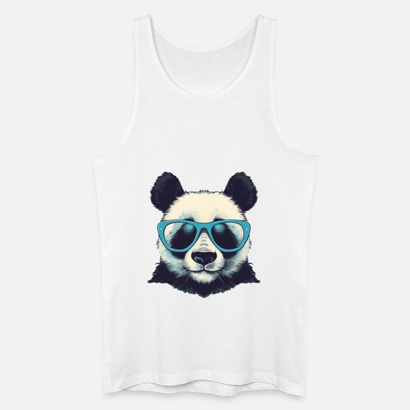 Cooler Panda mit Sonnenbrille - Männer Bio Tank Top - Weiß