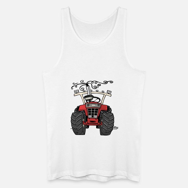 0143 roter Traktor 1255 - Männer Bio Tank Top - Weiß