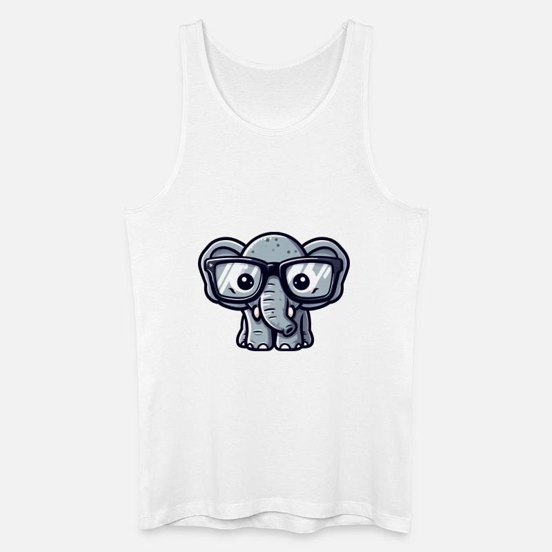 Nerd-Elefant mit Brille - Männer Bio Tank Top - Weiß