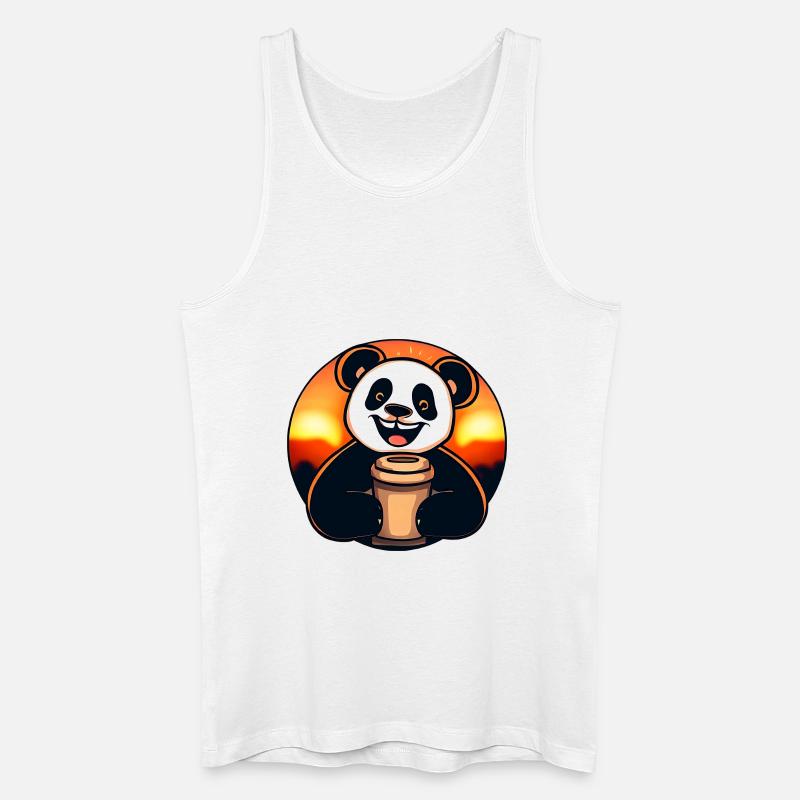 Panda panda bear drinks coffee - Men’s Organic Tank Top - white
