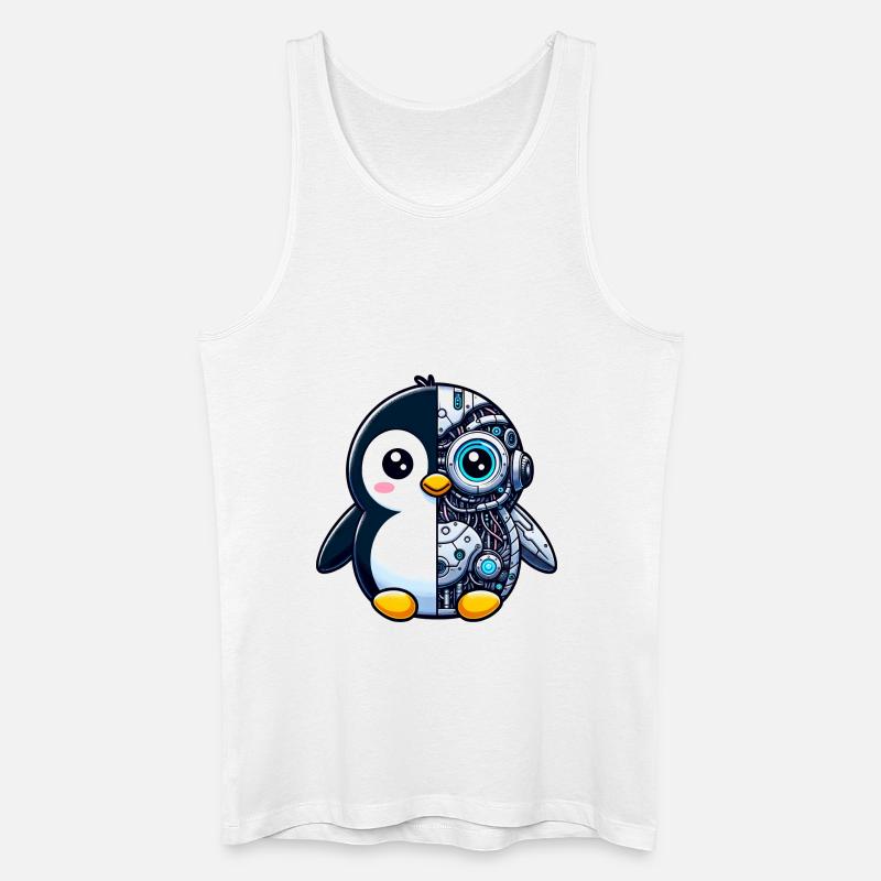 Süßer Pinguin Cyborg Roboter - Männer Bio Tank Top - Weiß