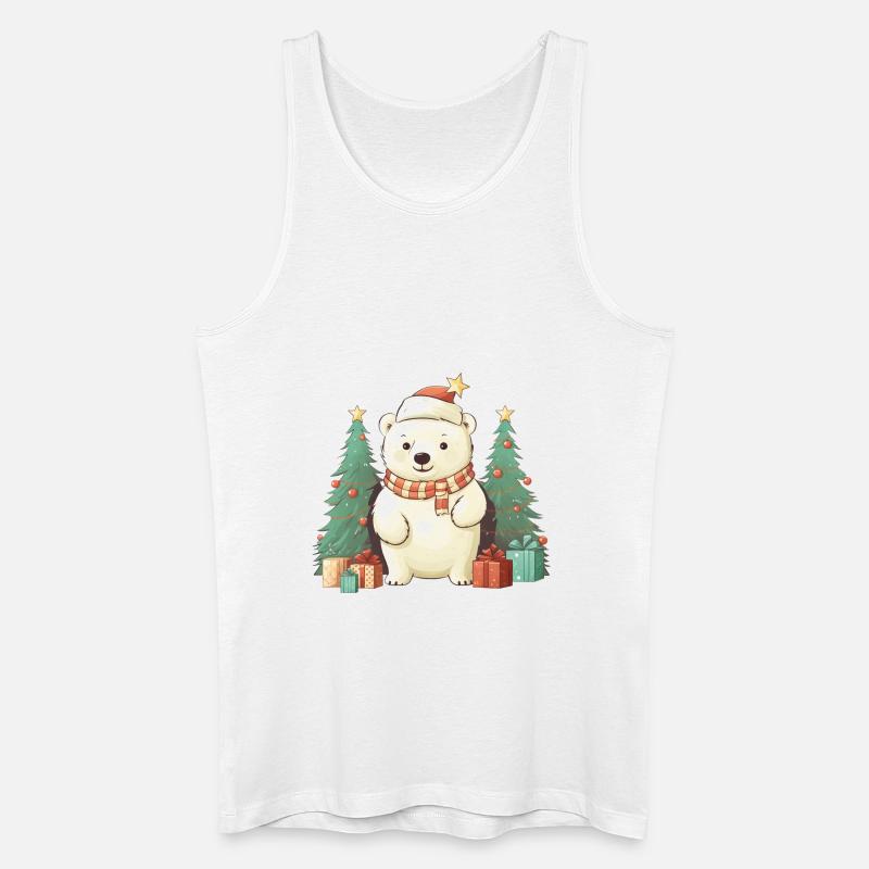 Niedlicher Weihnachts-Eisbär - Männer Bio Tank Top - Weiß