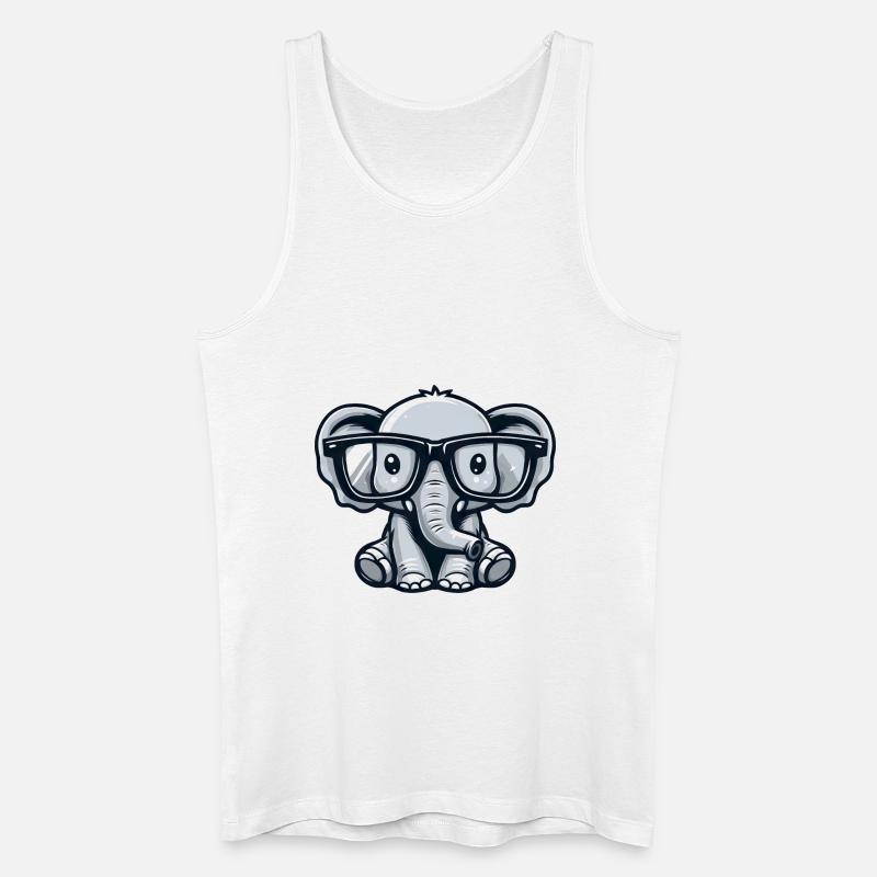 Nerdiger Elefant mit Brille - Männer Bio Tank Top - Weiß