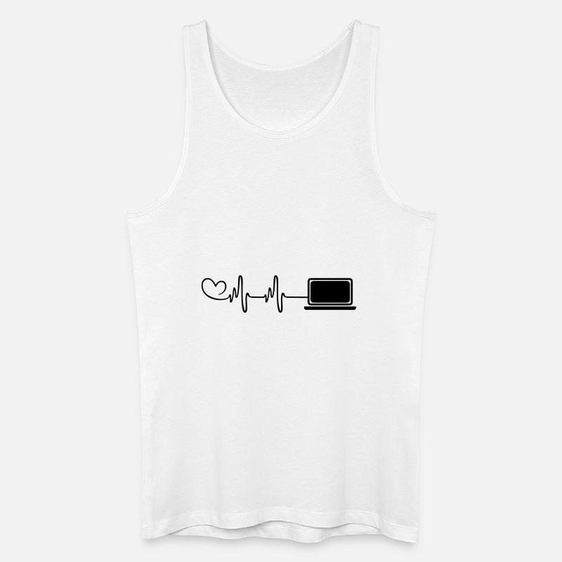 Laptop Herz Puls Pc Programmierer - Männer Bio Tank Top - Weiß