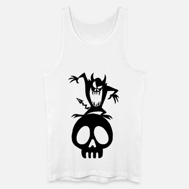 Schädel und schwarzer Dämon - Männer Bio Tank Top - Weiß