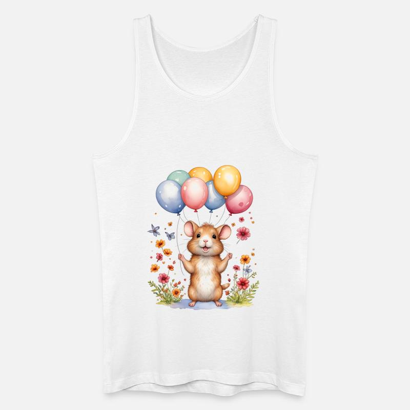 Süße Maus mit Geburtstagsballons - Männer Bio Tank Top - Weiß
