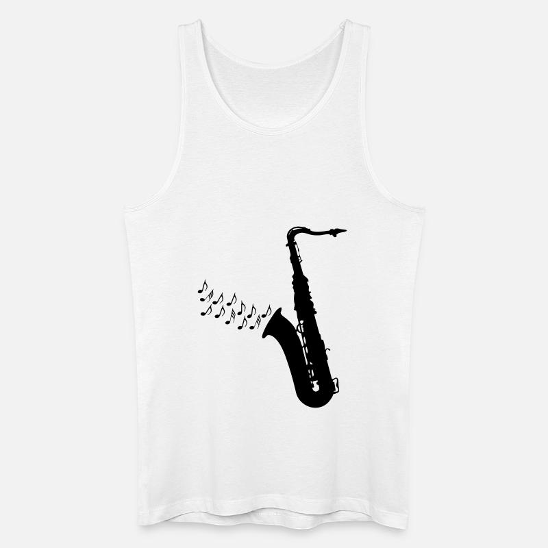 Saxofon mit Musiknoten - Männer Bio Tank Top - Weiß