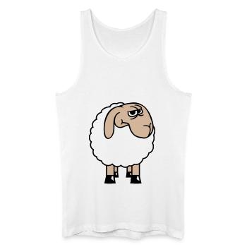 Sheep looks skeptical, critical, suspicious stares - Men’s Organic Tank Top - white - Front