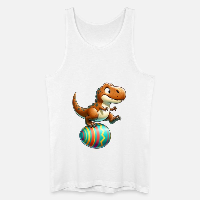 Dancing T-Rex, Easter Eggshell Fun - Men’s Organic Tank Top - white