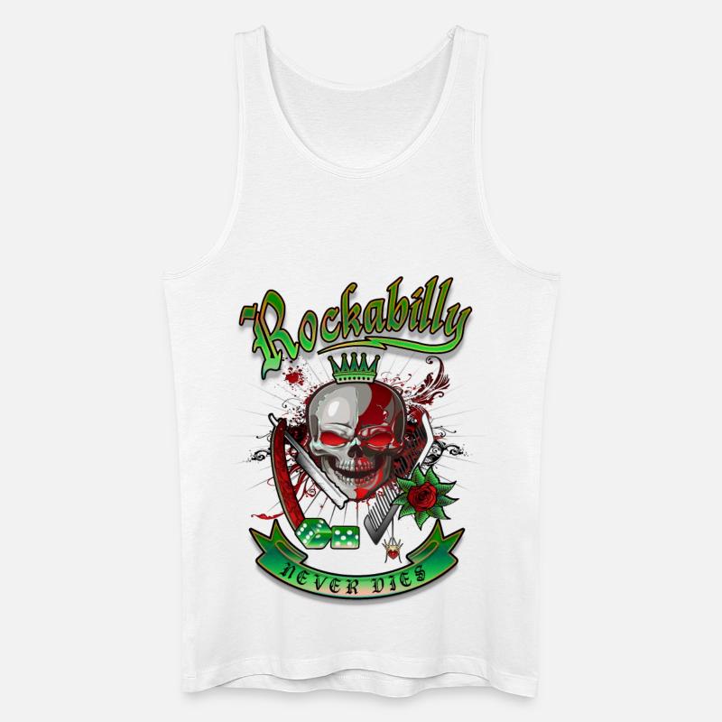 Rockabilly Skull - Männer Bio Tank Top - Weiß