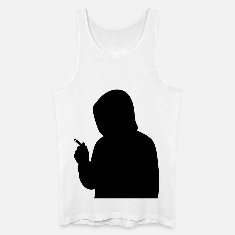 Silhouette mit Hoodie und Zigarette - Männer Bio Tank Top - Weiß
