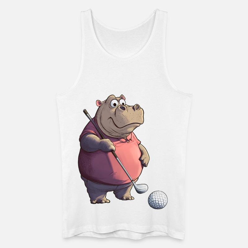 Nilpferde Golf / Golfer Nilpferd - Männer Bio Tank Top - Weiß