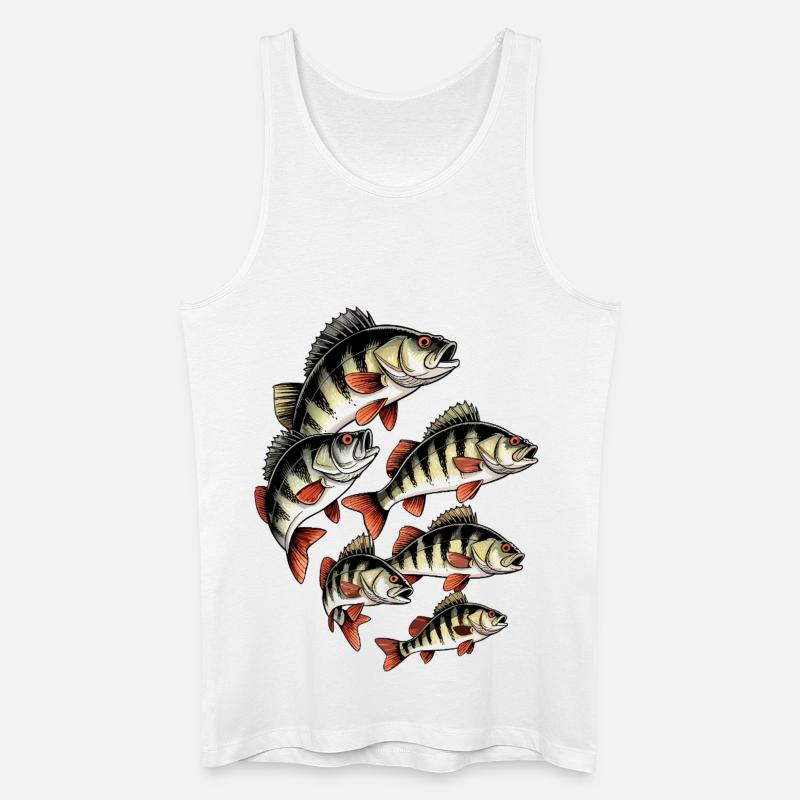 Barsch-Schwarm auf Schwarz - Männer Bio Tank Top - Weiß