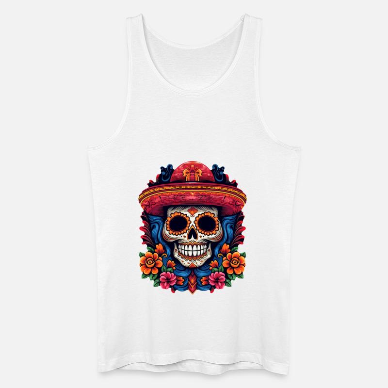 Crâne de Cinco de Mayo - Débardeur bio Homme - blanc