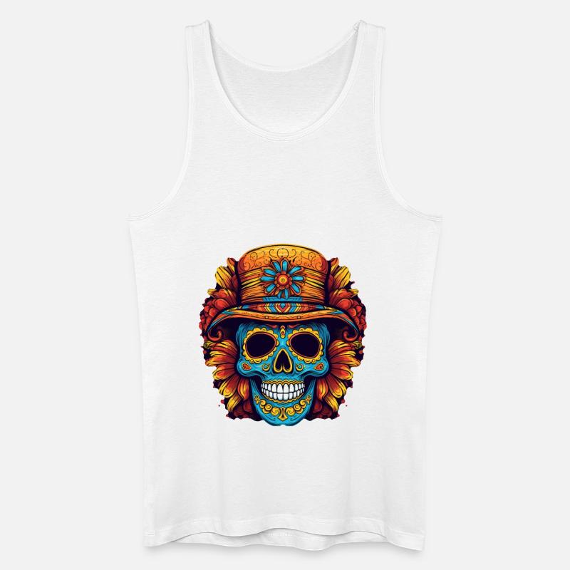 Cinco de Mayo Skull - Männer Bio Tank Top - Weiß
