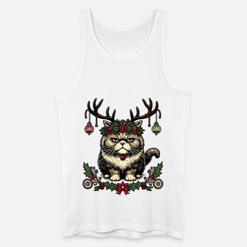 Weihnachtliche Katze Mit Geweih - Männer Bio Tank Top - Weiß