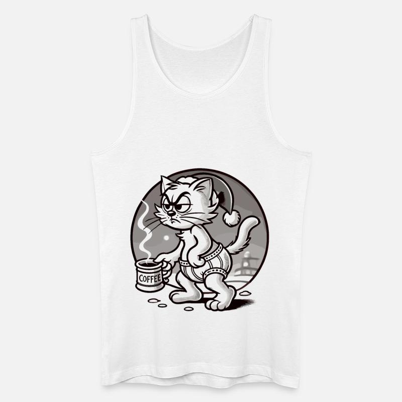 Mürrische Katze Mit Kaffee Weihnachten - Männer Bio Tank Top - Weiß