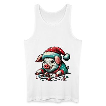 Cochon de Noël gourmand - Débardeur bio Homme - blanc - Devant