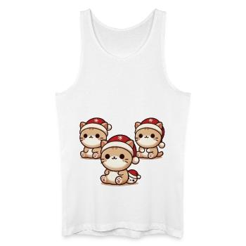 Chats mignons avec des chapeaux de Noël - Débardeur bio Homme - blanc - Devant