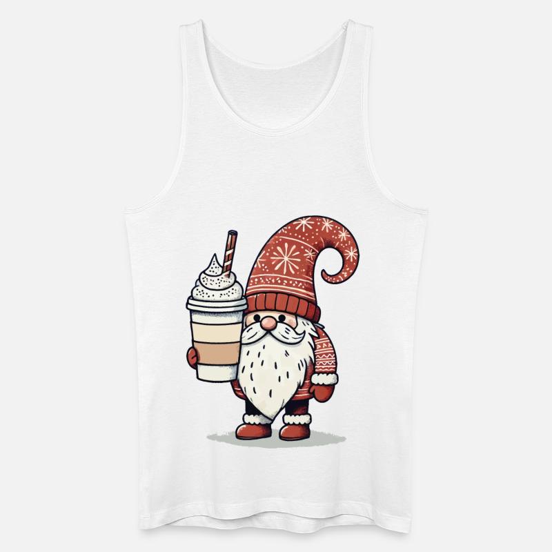 Weihnachtsgnom Mit Kaffee Wichtel - Männer Bio Tank Top - Weiß