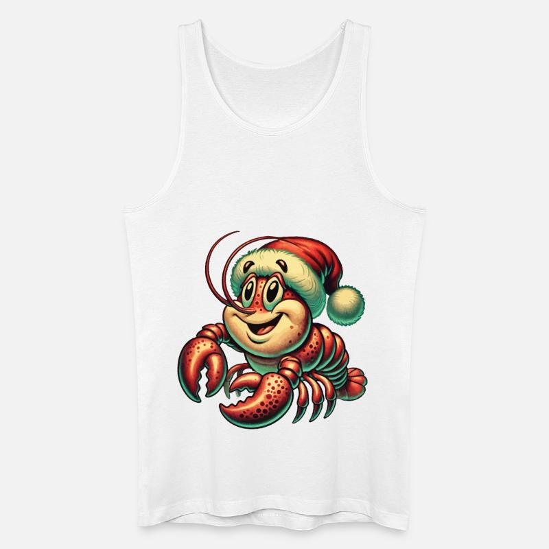 Christmas lobster with cap - Men’s Organic Tank Top - white