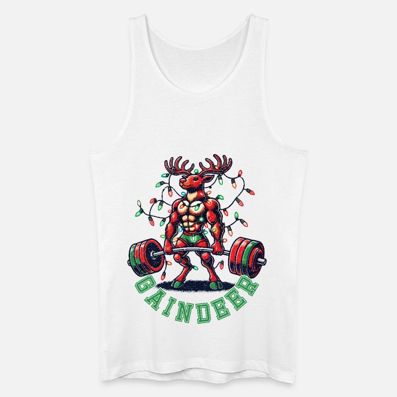 Weihnachts-Gewichtheber Rentier Gaindeer - Männer Bio Tank Top - Weiß
