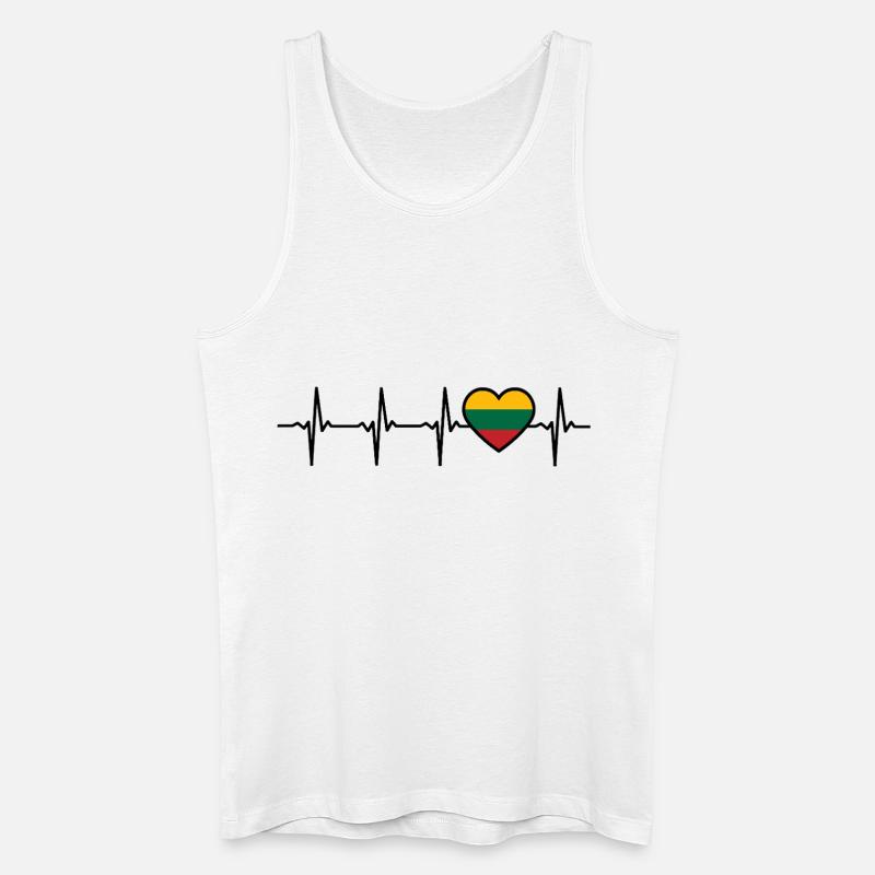 Litauen Herzschlag Flagge Litauer - Männer Bio Tank Top - Weiß