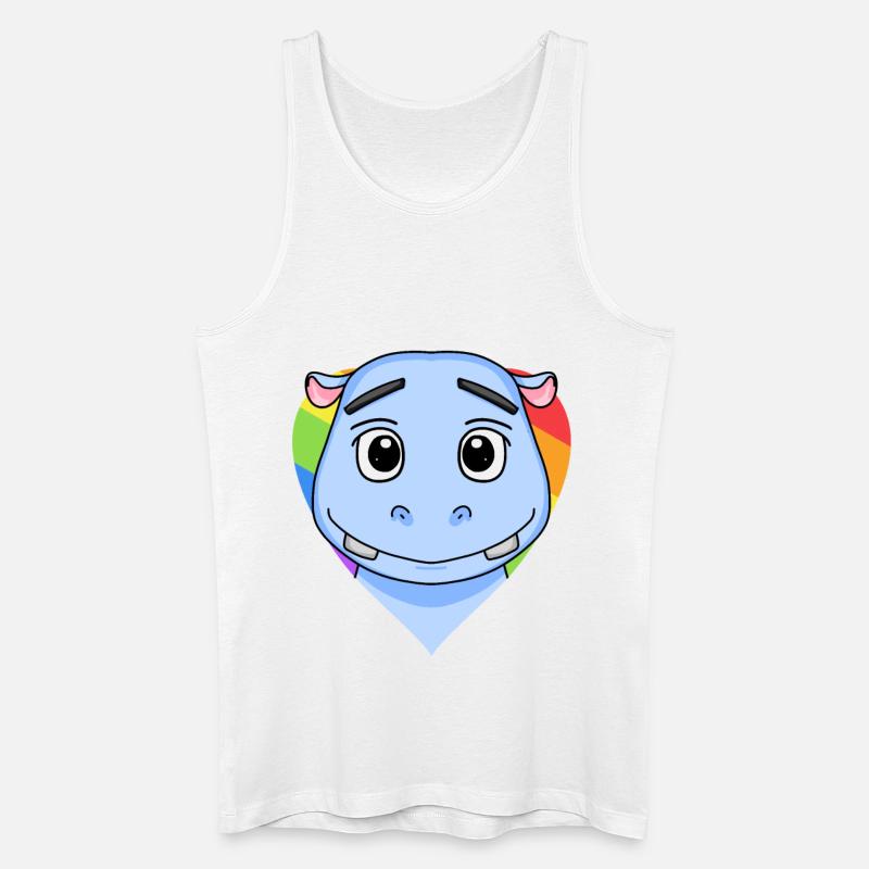 LGBT Tier Nilpferd Regenbogen Herz - Männer Bio Tank Top - Weiß