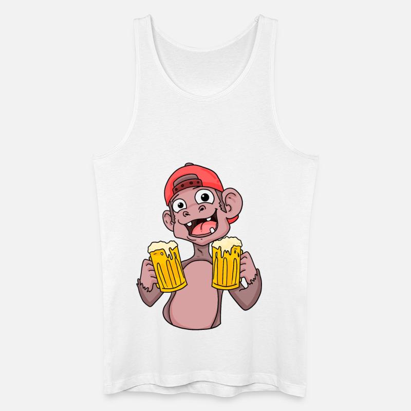 Affe mit Biergläser - Männer Bio Tank Top - Weiß