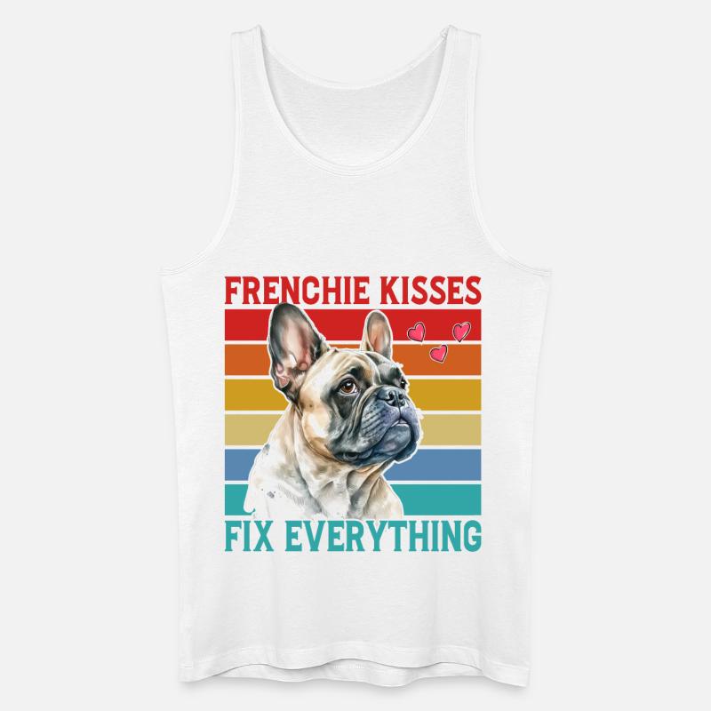 Frenchie Kisses fix everything - Männer Bio Tank Top - Weiß
