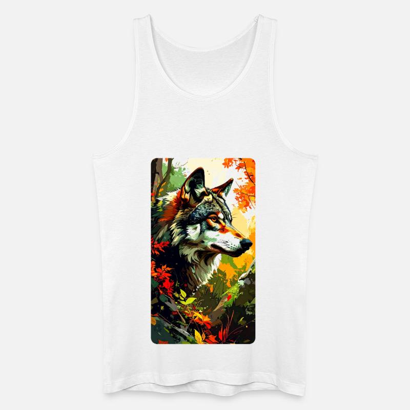 Wolf im Herbst (Blick nach Rechts) - Männer Bio Tank Top - Weiß